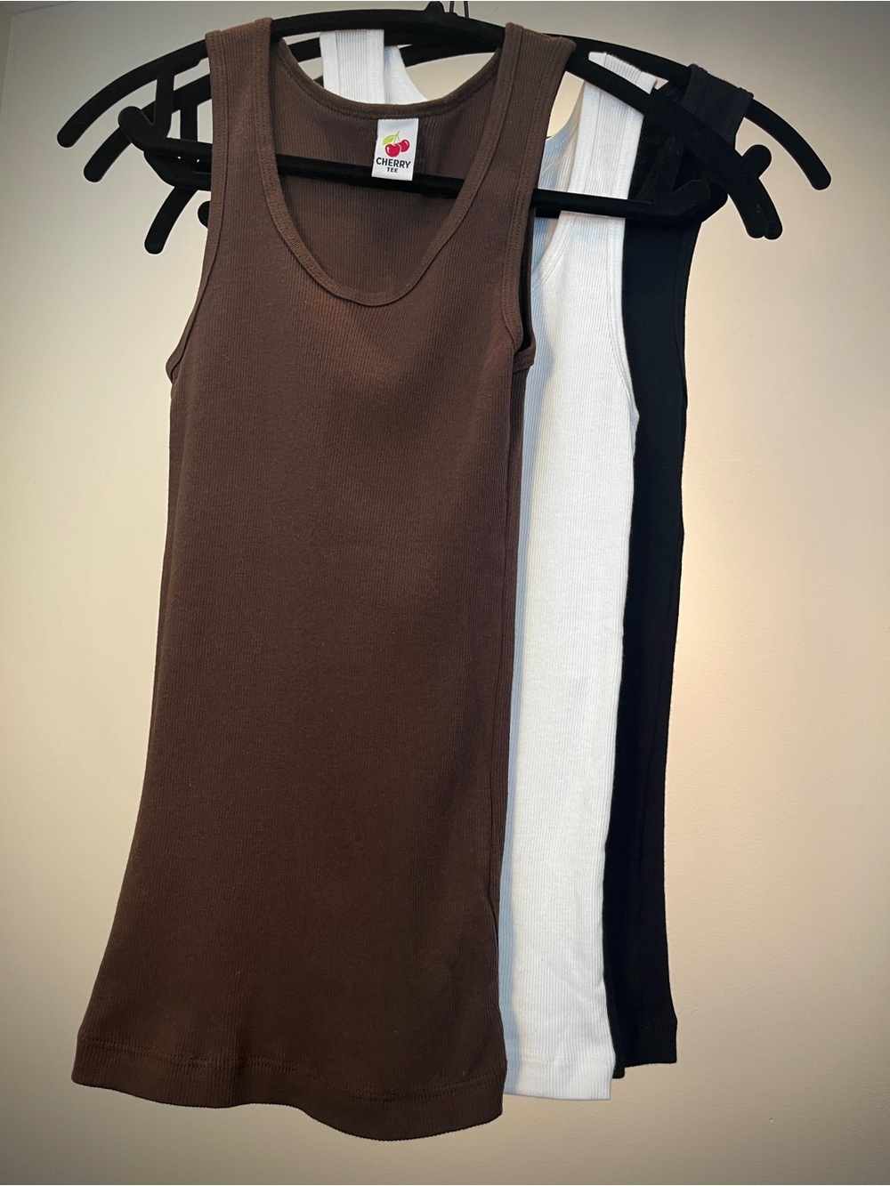 Cherry LA Ribbed Tank Top Bundle 3 Pack Brown White Black Size 1